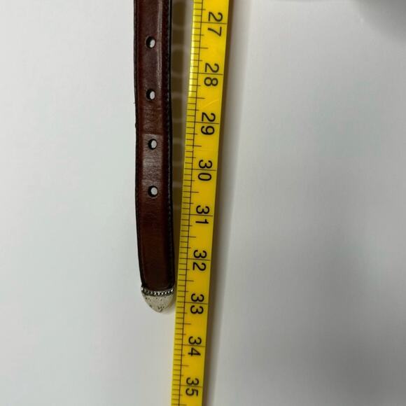 Fossil western equestrian Style Brown Leather Belt Silver small 1” Wide - Picture 4 of 6